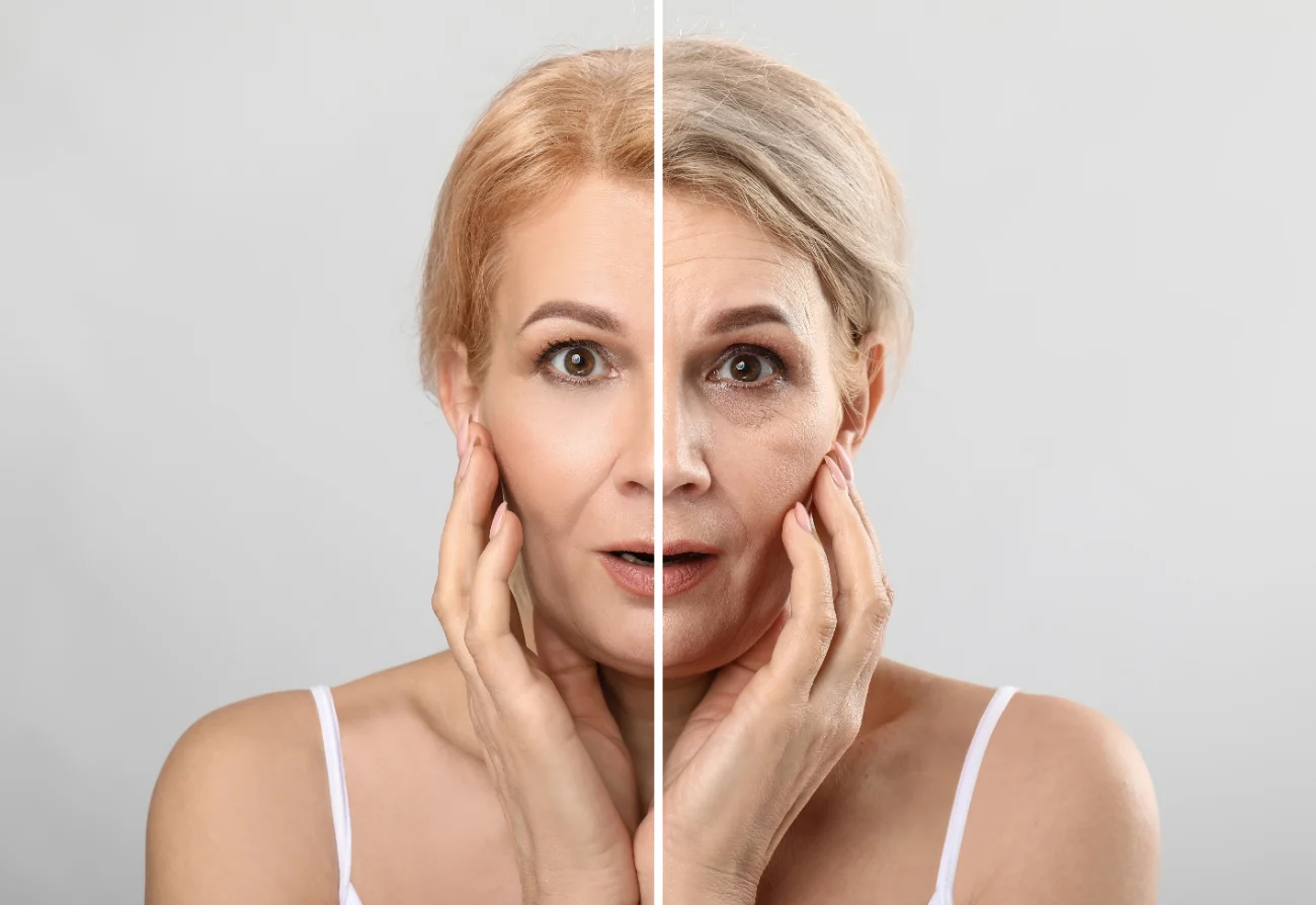 aging woman before after