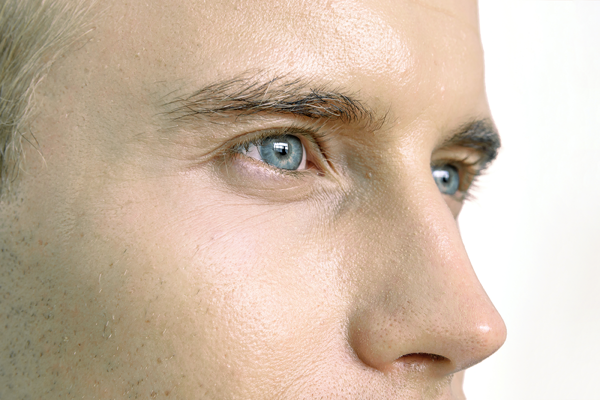 close up of male face eyes and nose