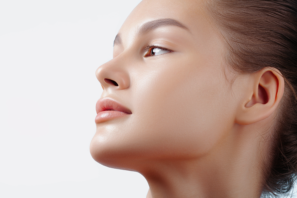 face of young beautiful woman in closeup