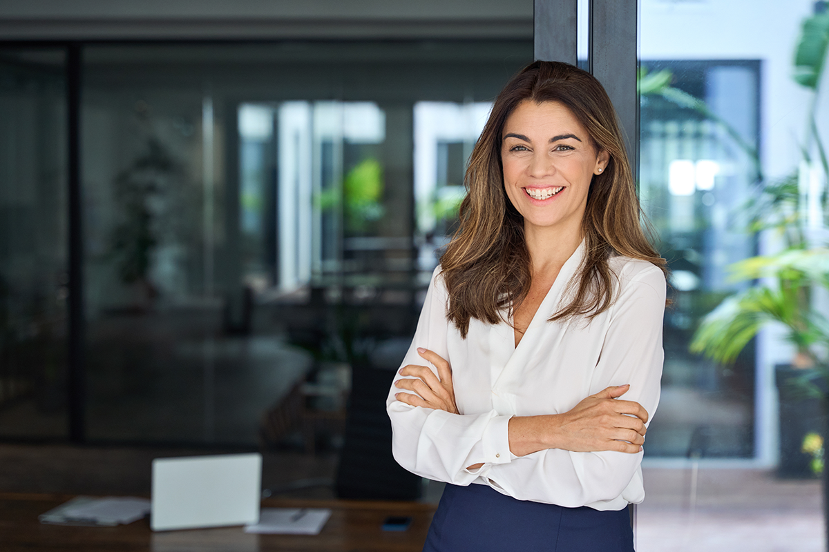 happy cheerful 50 year old latin professional mid aged business woman