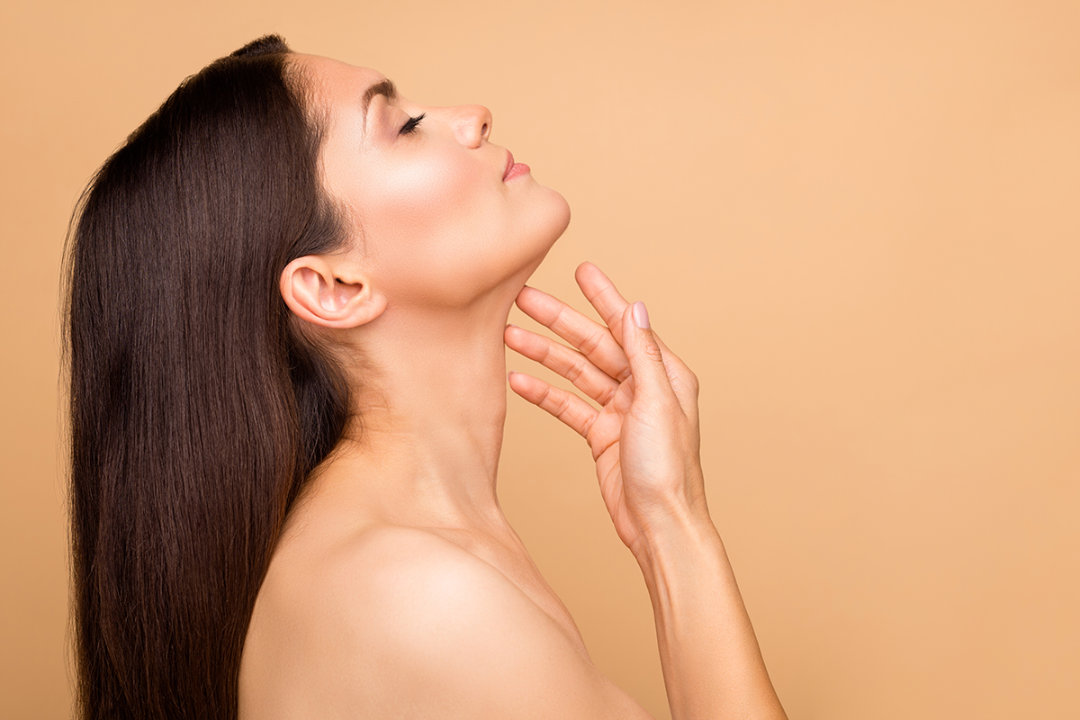 lady natural beauty no makeup touch pure soft neck skin