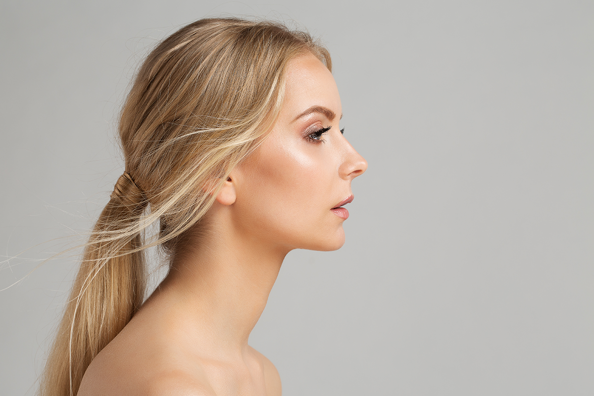 young girl portrait with smooth healthy skin